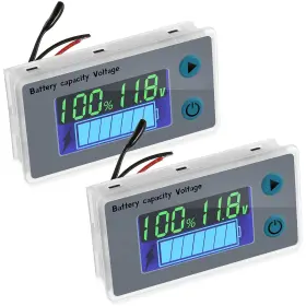Testers-s3323 Bbto 2 Pieces Battery Meter Monitor With Low Voltage Buzzer Alarm 10 - 100v D