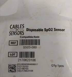 Cables & Sensors S503-080 And Sp02 Sensor Adult Fit 7 Pin End 15