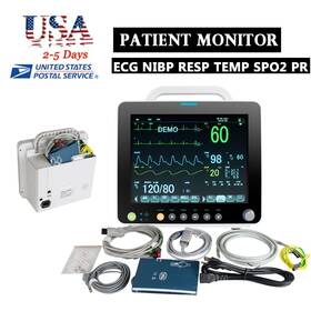 Carejoy 190891188113 12 Inch Portable Patient Monitor Vital Signs Machine Ecg Nibp Resp Temp Spo2 Pr Us