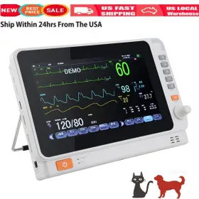Spo2 Carejoy 190891190635 10inch Veterinary Patient Monitor Ccu Vital Signs Ecg Nibp Temp Resp Pr
