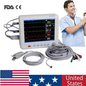 Carejoy 190891236128 Portable 8 Inch Icu Ccu Patient Monitor Signs Ecg Nibp Resp Temp Spo2 Pr