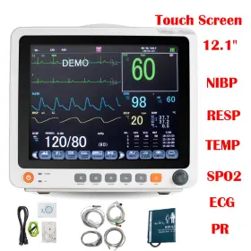 800207 Carejoy Portable 12.1 Inch Vital Sign Patient Monitor Ecg Nibp Resp Temp Spo2 Pr Ce