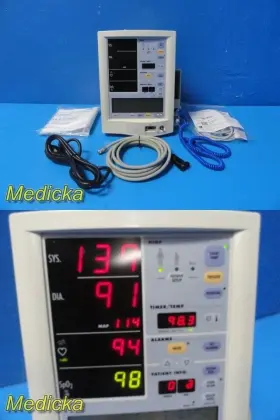 0998-00-0444-l61 Datascope Mindray Accutorr Plus Nellcor Set Spo2 Monitor With Patient Leads 35998
