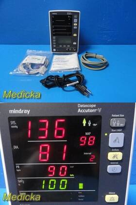 Datascope 0998-00-2000-933a Mindray Accutorr V Patient Monitor Nellcor Spo2 With Leads 35872