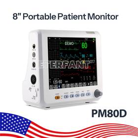 Eterfant Jh103020121 Pm80d 8 Inch Patient Monitor Icu Ccu Vital Sign For Hosp Ecg/nibp/resp/temp/spo2/pr