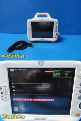 2023615-104 Ge 2007 Dash 3000 Series Patient Monitor Without Leads For Parts 35093 2023615-104 Ge 2007 Dash 3000 Series Patient Monitor Without Leads For Parts 35093
