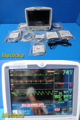 Ge 2035598-302 Dash 5000 Multi-para Monitor 2xipb Nbp Ecg Spo2 And Temp With Leads 34311