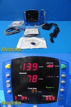Ge 2038021-001a 2008 Carescape V100 Monitor Dinamap Technology With Patient Leads 35064