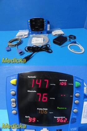 Ge 2038172-001-217844 2013 Medical System Carescape V100 Patient Monitor With Leads And Psu 36825