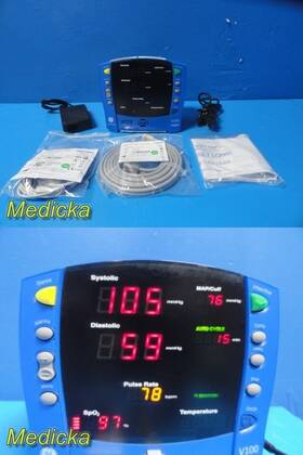 Ge 2038172-001-488421 2017 Carescape V100 Vital Signs Monitor Nibp Map Spo Pr With New Leads 38686