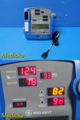 Pro400 Ge Dinamap Pro 400v2 Vital Signs Monitor Nibp/map/bpm/spo /temp As-is 38337