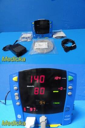 Ge V100-mbxc-axaa-dx 2011 Carescape V100 Dinamap Technology Monitor With Patient Leads And Psu 35112