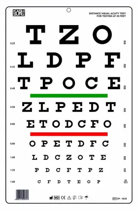 Ksipl 906121590357 Snellen Translucent Distance Vision Testing Chart 20 Feet Size 14 X 9