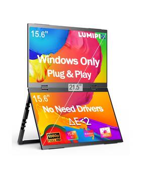 Lumipix Mscm02 Portable Monitor 15.6 Inch Foldable Dual Screen Plug And Play For Pc/android/swit