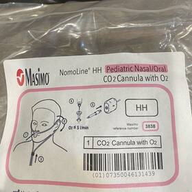 Masimo 3838 Nomoline Pediatric Nasal/oral Co2 Cannula Exp 4-1-2025 1 L Of 25 Nb