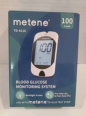 Metene Td-4116-100 Td-4116 Blood Glucose Monitor Kit 100 Glucometer Strips Lancets