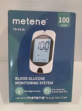 Td-4116-100 Metene Td-4116 Blood Glucose Monitor Kit 100 Glucometer Strips Lancets