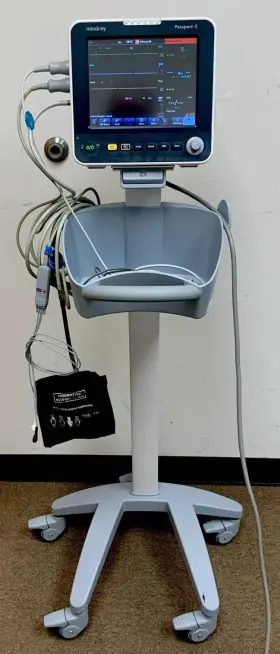 6104-pa00051 Mindray Passport 8 Portable Patient Monitor 2020 With Cart And Cables Accessories