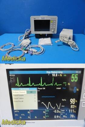 Siemens Ms13433e551d 2004 Drager Infinity Gamma Xl Monitor With Dock Psu And Patient Leads 36336