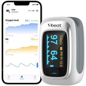 Vibeat 850040046205 Bluetooth Fingertip Pulse Oximeter With Rate Blood Oxygen Satur
