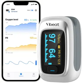 Vibeat 850040046205 Bluetooth Fingertip Pulse Oximeter With Rate Blood Oxygen Satur Vibeat 850040046205 Bluetooth Fingertip Pulse Oximeter With Rate Blood Oxygen Satur