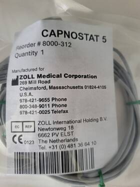 Zoll 8000-312 End Tidal Co2 Monitor Cable Capnostat Part #