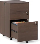 Lockable 3-DRAWER File Cabinet On Wheels, Mobile Printer Stand, Brown New. Price: $149.99.