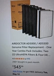 Airdoctor AD5000 / AD5500 Genuine Filter Replacement- 6 Pack Open. Price: $243.99.